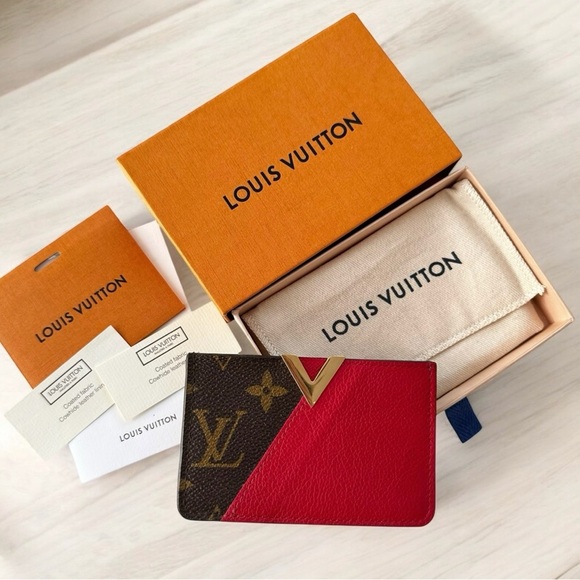 Louis Vuitton Red and Brown Card Holder - Picture 1 of 14